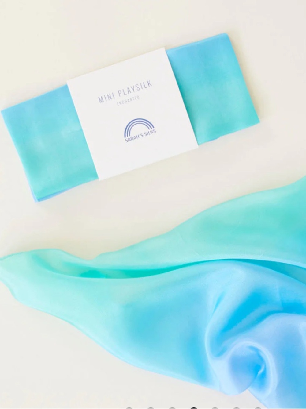 Sarah’s Silk NEW Mini Enchanted “sea” color blue playsilk 21”X 21”
